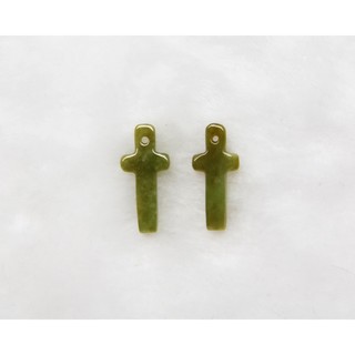 [Disk水晶][平安喜樂]老坑冰種黃翡十字架雕墜(可當耳墜)BH-29
