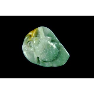 [Disk水晶][富甲一方]老坑冰糯綠帶黃翡-翡翠樹葉金龜甲蟲雕墜DM-32