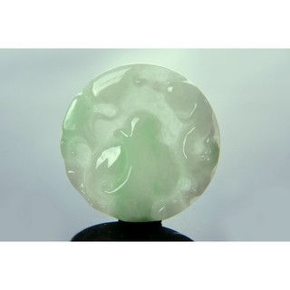 [Disk水晶][連年有餘]老坑冰糯飄陽綠翡翠鯉魚蓮花如意雕墜(40x40x5mm重17克)AZ-10