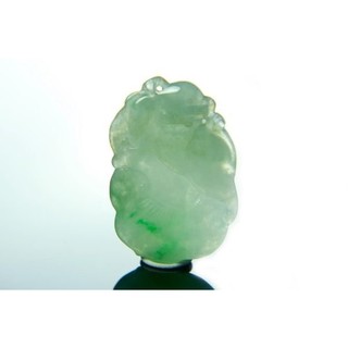 [Disk水晶][攏如意]老坑冰種飄陽綠-翡翠龍如意雕墜BQ-11