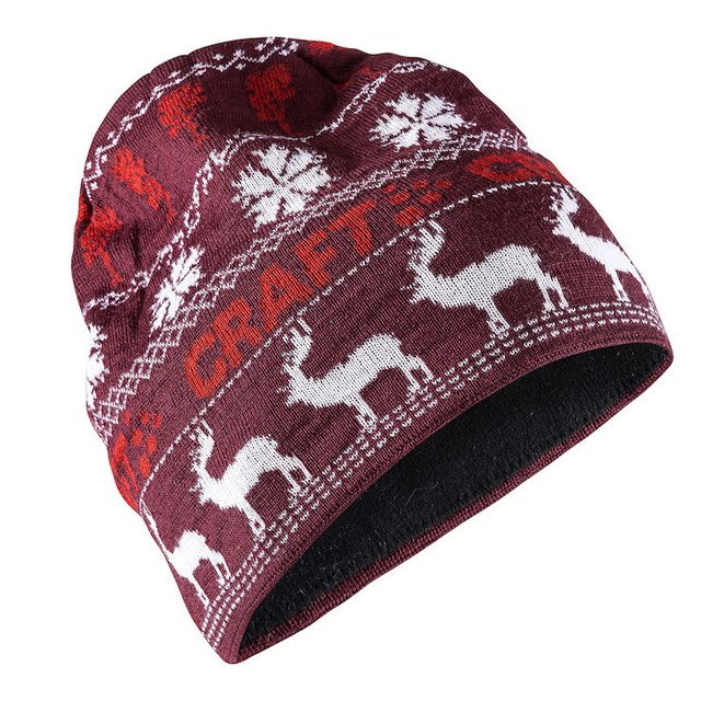【瑞典 Craft】Retro Knit Hat 針織羊毛帽.彈性透氣保暖護耳帽.毛線帽/內裏汗帶刷毛.30% Wool/1906511-497900 棗紅
