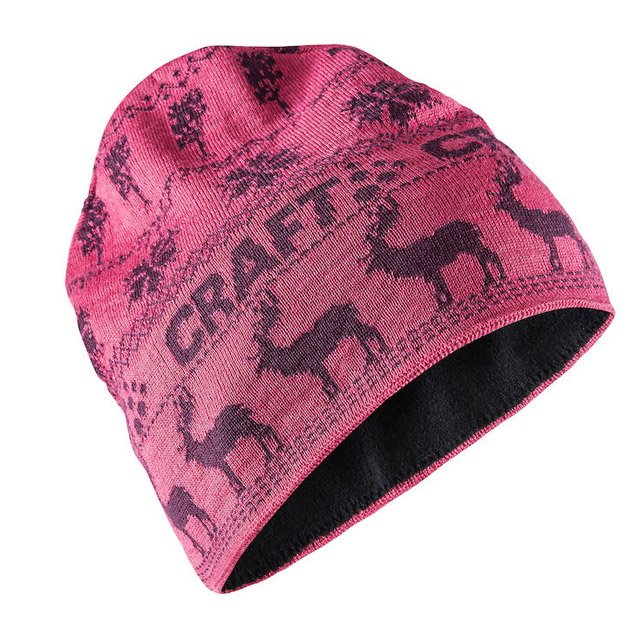 【瑞典 Craft】Retro Knit Hat 針織羊毛帽.彈性透氣保暖護耳帽.毛線帽/內裏汗帶刷毛.30% Wool/1906511-720785 桃紅