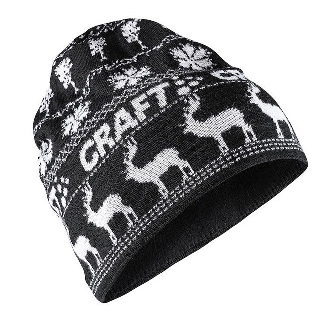 【瑞典 Craft】Retro Knit Hat 針織羊毛帽.彈性透氣保暖護耳帽.毛線帽/內裏汗帶刷毛.30% Wool/1906511-999900 黑色