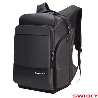 SWICKY - 輕量型男多功能 16吋電腦後背包(黑) 商務包/休閒包