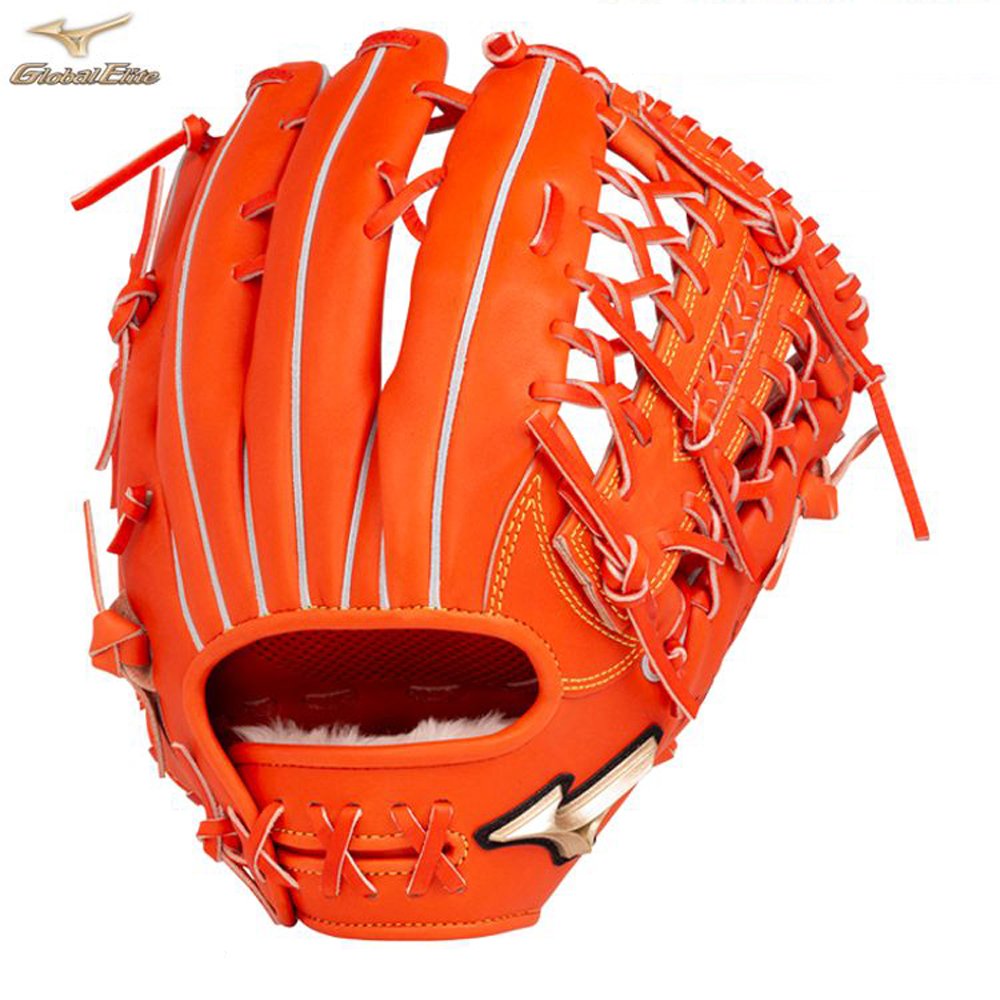 「野球魂」--特價！日本「MIZUNO」【GLOBAL ELITE GA】等級少年用軟式棒球手套（外野手，1AJGY24007，52橘紅色）附手套袋，for小五～中二