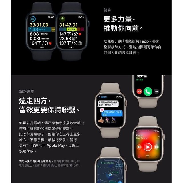 Apple Watch Series 8 (GPS) 41mm 鋁金屬錶殼；運動型錶帶- 輝煌數碼