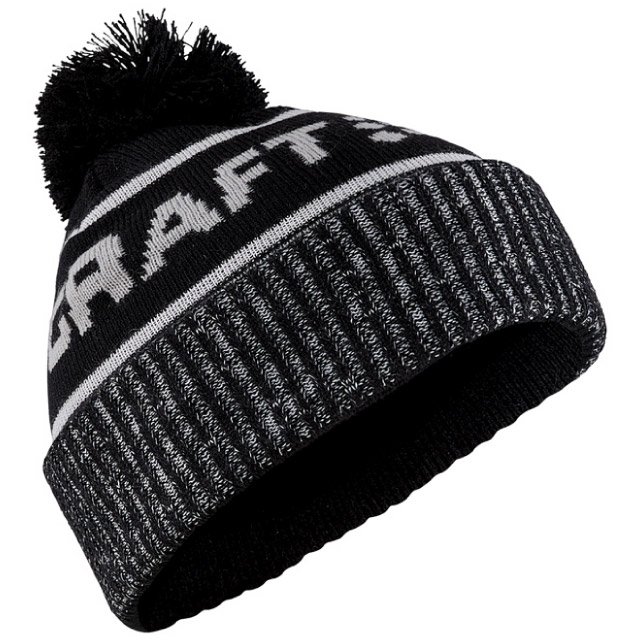 【瑞典 Craft】Core Retro Logo Knit Hat LOGO針織羊毛帽 .彈性透氣保暖護耳帽.毛線帽/雙層結構保暖.30% Wool/1909898-999900 黑色