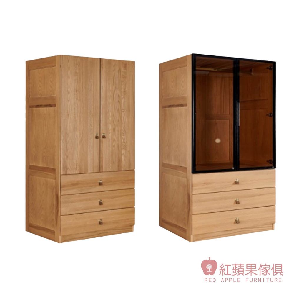 [紅蘋果傢俱] 梣木家具 MF-N001 衣櫃 實衣櫃 衣櫥 實木衣櫥 雙門衣櫃 單門衣櫃 日式 侘寂風