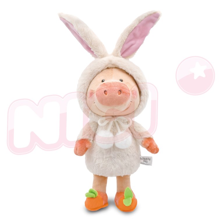 [91159]NICI 30cm兔子裝小豬威比坐姿玩偶