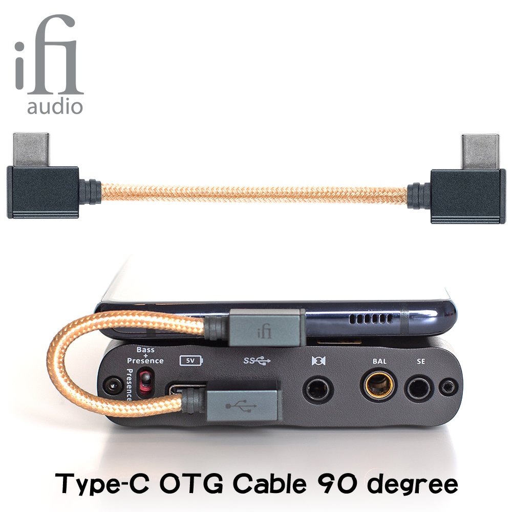 志達電子 英國 ifi audio type c otg cable 90 degree 雙邊 l 式 otg usb 連接線 公司貨