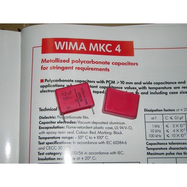 德國WIMA MKC4 1.2uF(1200nF) 250V 20% 腳距:22.5mm 金屬膜電容 1顆1標