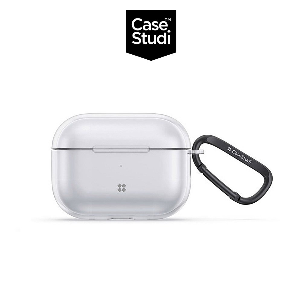 CaseStudi Explorer AirPods Pro 2/1代 TPU亮面透明充電盒保護套(含扣環 手腕掛繩)