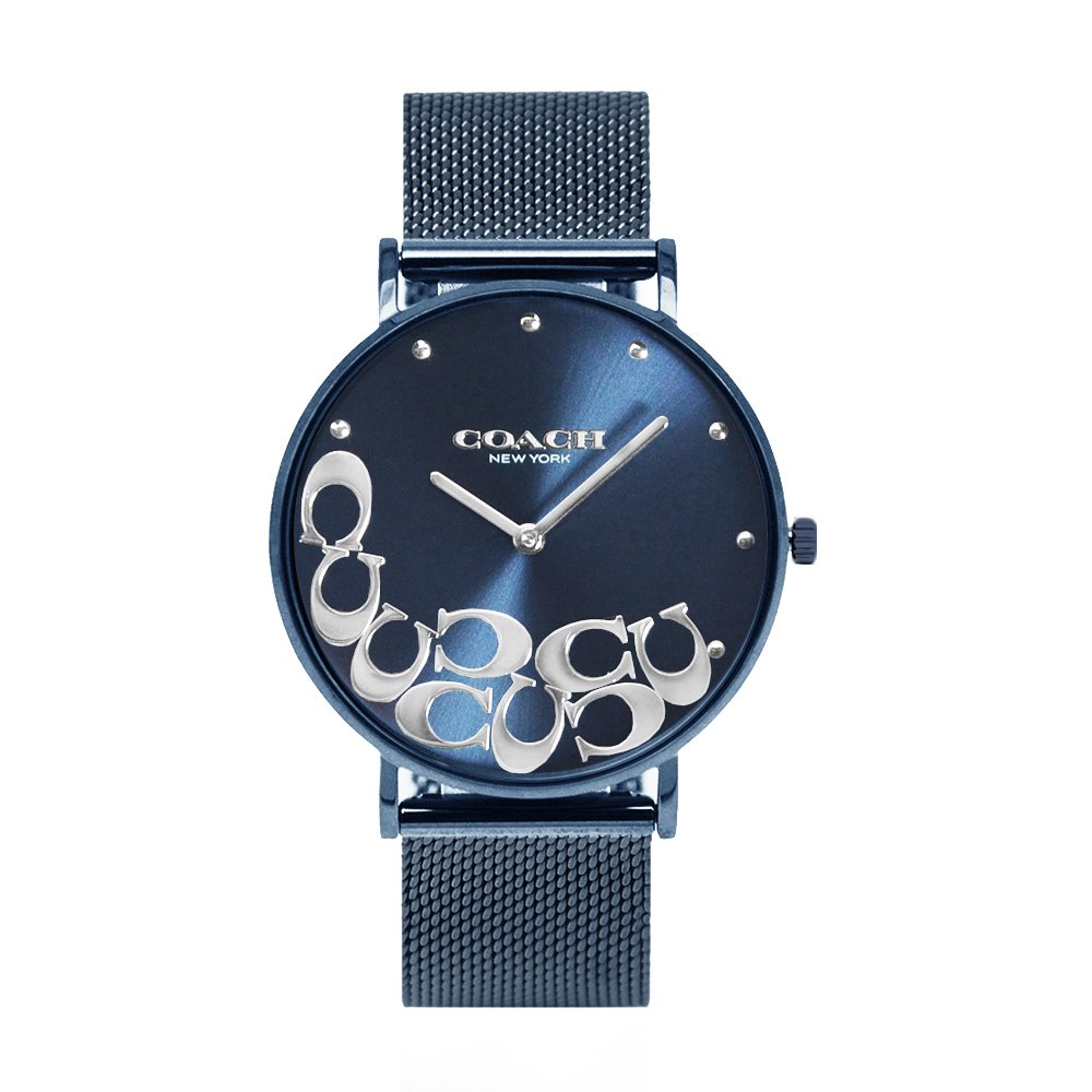 COACH | 藍框 經典大C藍面 藍色米蘭錶帶 女性腕錶 手錶(14503824)