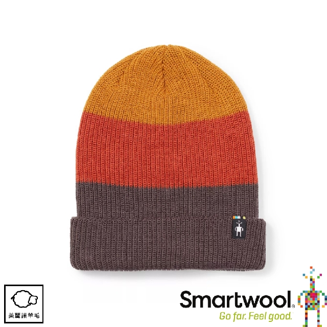 【SmartWool 美國 Cantar 撞色保暖毛帽《暗橙》】SW011491/登山帽/撞色帽/美麗諾羊毛帽