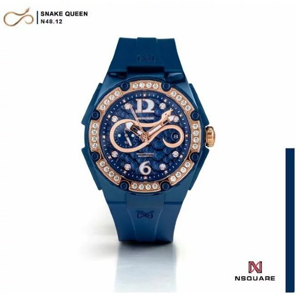 NSQUARE 蛇后機械錶_高貴藍奢華矽膠款(39mm)