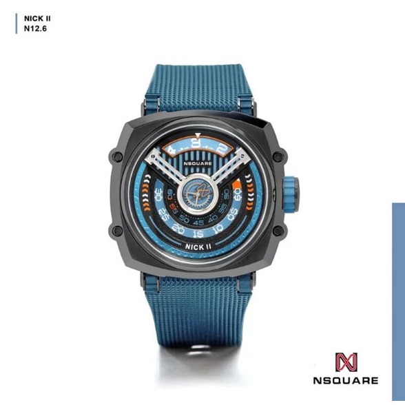 【NSQUARE】NICK II _45mm機械錶 迷霧藍色/灰色