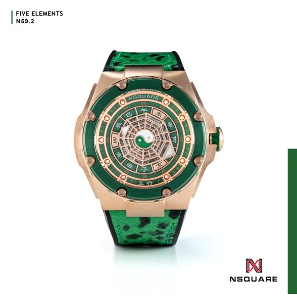 【NSQUARE】NSquare五行系列_46mm機械錶 木屬性 綠色腕錶