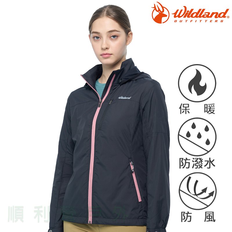 荒野WILDLAND 女款輕量天鵝絨防風保暖外套 0B02941 黑色 防風外套 刷毛外套 OUTDOOR NICE