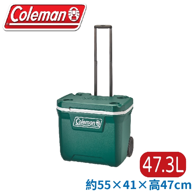 【Coleman 美國 47.3L XTREME 拉桿冰箱《永恆綠》】CM-37235/保冷保冰箱/冰筒/冰桶/置物箱/保鮮桶
