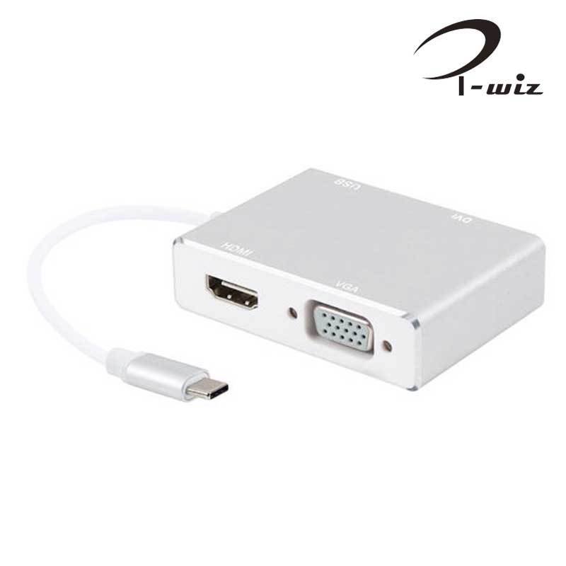 I-wiz 彰唯 PC-128 Type-C 轉 VGA DVI HDMI USB 四合一 轉接器 /紐頓e世界
