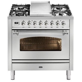【義大利ILVE 客製化 電烤箱爐連烤箱】P09FDNE3 專業級獨立式 六口瓦斯爐+鐵板燒 期貨商品
