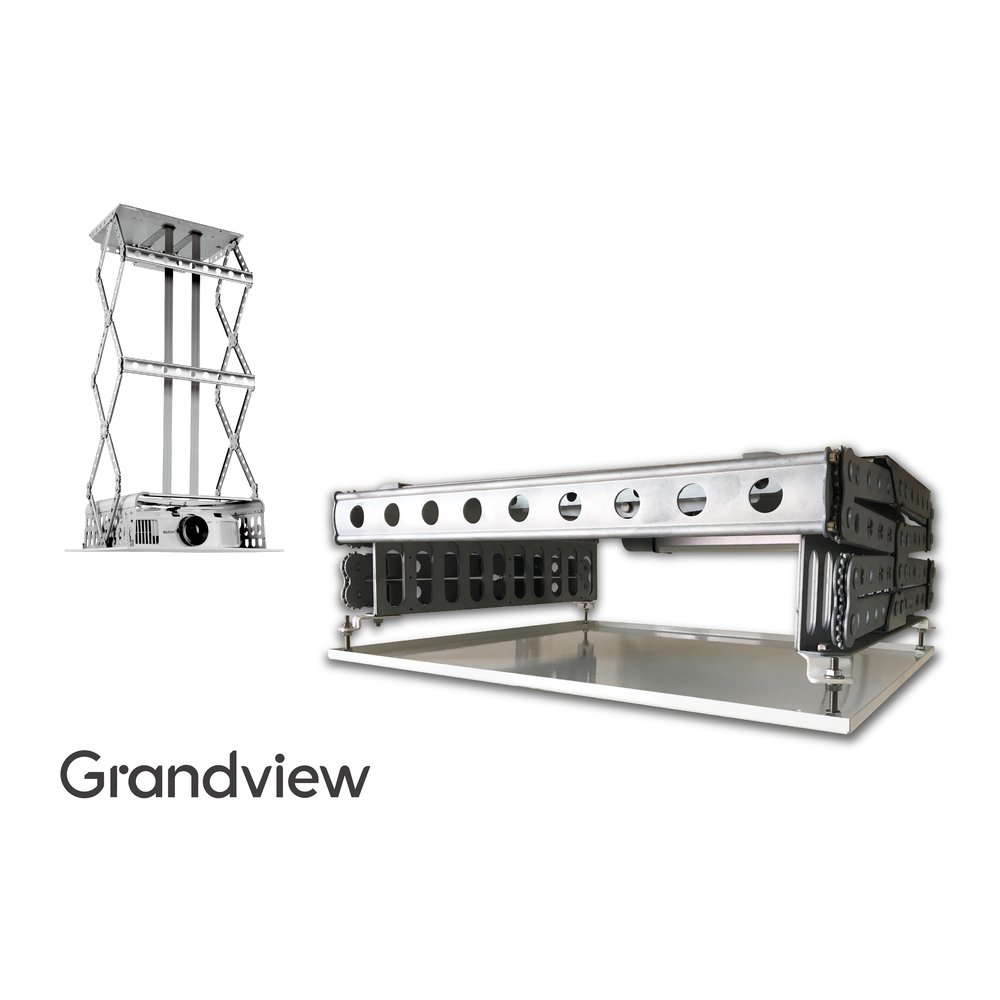 Grandview GPSC X支臂超薄電動升降架系列 ,專門針對中小型投影機於空間高度小的使用環境設計.