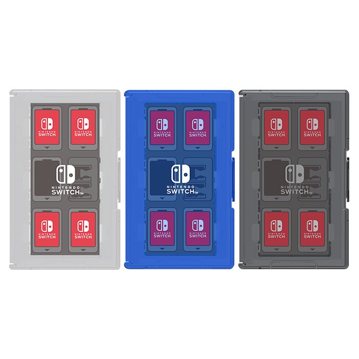 【NS周邊】Nintendo Switch 卡夾收納盒12+2《HORI (NSW-024白色)(NSW-022藍色)(NSW-021黑色)》