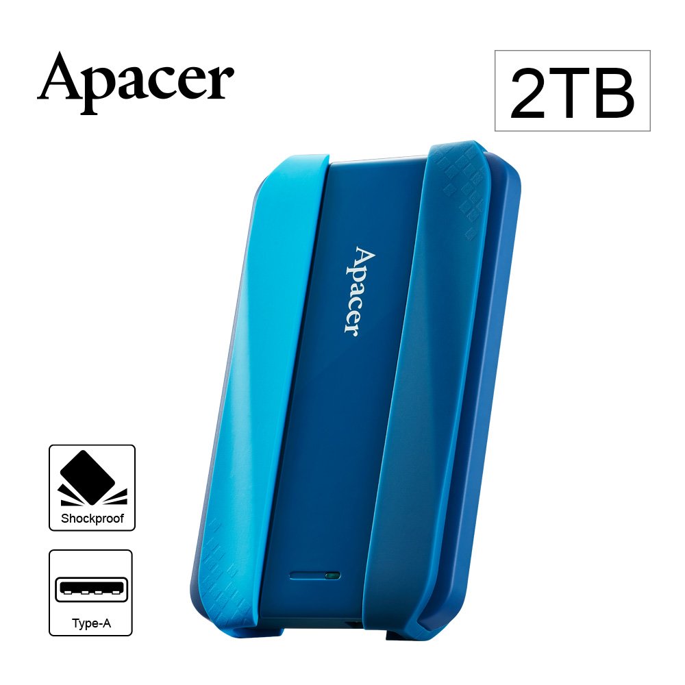Apacer宇瞻AC533 2TB USB3.2 Gen1 2.5吋防護型行動硬碟-藍