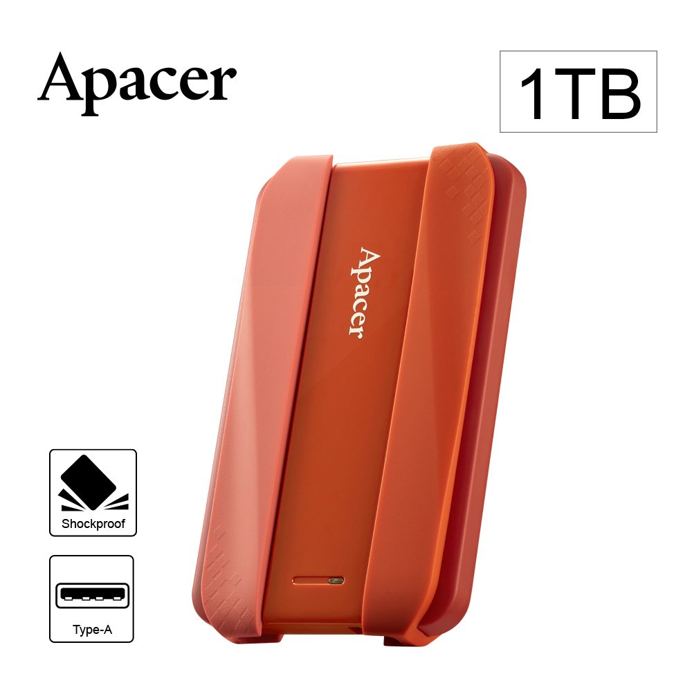 Apacer宇瞻AC533 1TB USB3.2 Gen1 2.5吋防護型行動硬碟-紅