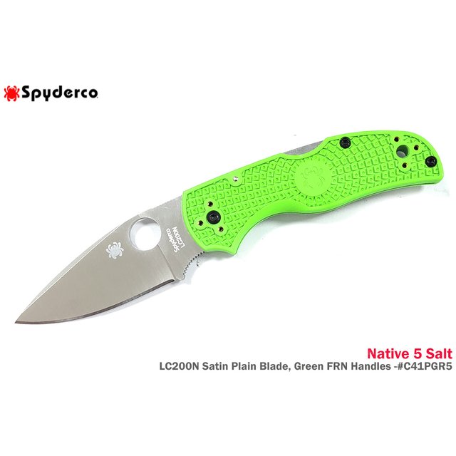 Spyderco Native 5 Salt 綠柄全刃折刀 - LC200N鋼 -SPY C41PGR5