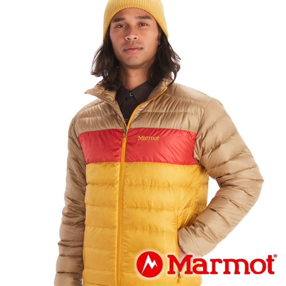 【Marmot】男輕量羽絨立領保暖外套(FP600)『卡其/紅』71260 戶外 休閒 登山 露營 保暖 禦寒 羽絨
