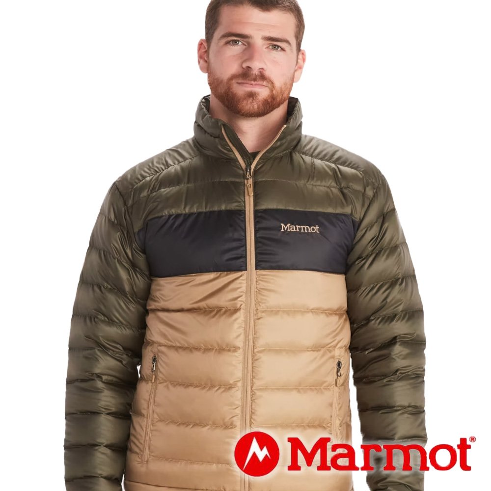 【Marmot】男輕量羽絨立領保暖外套(FP600)『深綠/黑』71260 戶外 休閒 登山 露營 保暖 禦寒 羽絨