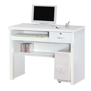 【KA241-1】白色2.7尺電腦桌(附主機架)