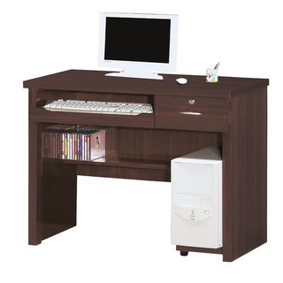 【KA241-2】胡桃色2.7尺電腦桌(附主機架)
