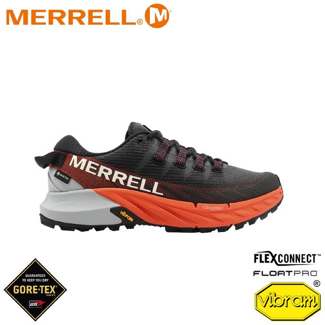 【MERRELL 美國 女 AGILITY PEAK 4 GORE-TEX越野跑鞋《黑橘》】 ML067404/慢跑鞋/健行鞋