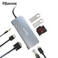 Rizees RH9 九合一Type-C HUB多功能轉接集線器(RJ45網路孔 USB 3.0 HDMI VGA Micro SD/TF卡)