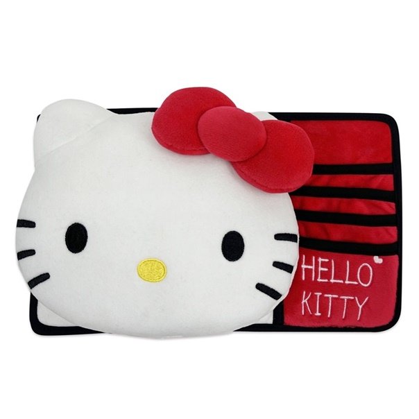 【★優洛帕-汽車用品★】Hello Kitty 經典絨毛系列 立體大頭造型 遮陽板套夾 收納置物袋 PKTD017W-03
