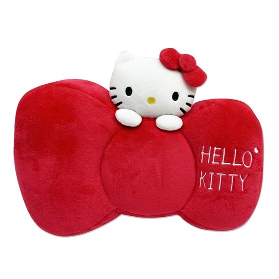 【★優洛帕-汽車用品★】Hello Kitty 經典絨毛系列 蝴蝶結造型 頸靠墊 護頸枕 頭枕1入 PKTD017W-05