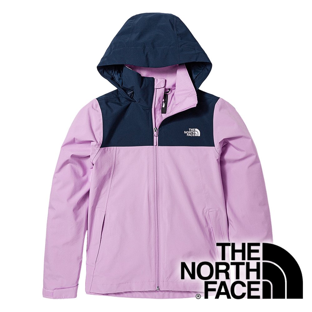 【THE NORTH FACE 美國】女防水單件式連帽外套 『淡紫/海軍藍』NF0A7WCK 戶外 登山 露營 外套 防水