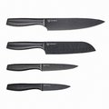 ZENKO 高碳鋼極黑廚刀組 含主廚刀、三德刀、番茄刀、水果刀 附贈磨刀器