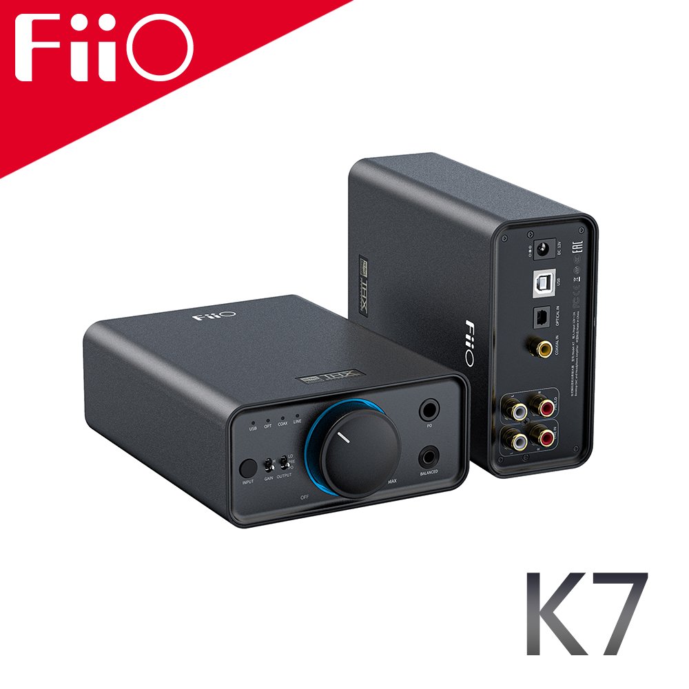 志達電子 FiiO K7 桌上型耳機功率擴大機 雙DAC晶片/兩檔增益選擇/支援USB、光纖、同軸、RCA輸入/6.35、4.4mm輸出