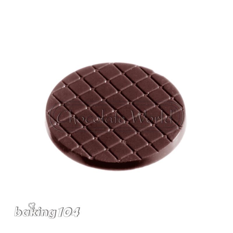 比利時 chocolate world 巧克力模 圓形網紋 Ø 26 x 2 mm 1 g 21 槽 pp cw 1200