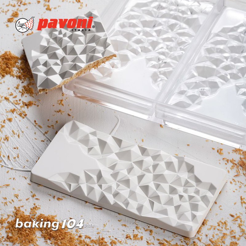 義大利 Pavoni 巧克力模 硬模 磚型結晶 155x77x10mm(100g) 3槽 PV PC5004