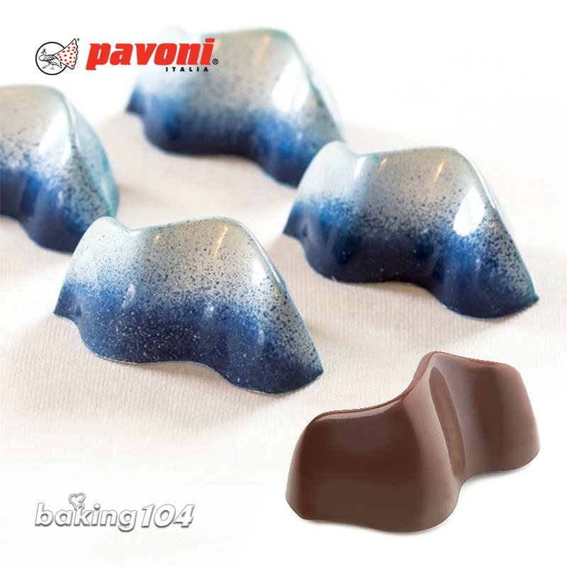 義大利 pavoni 巧克力模 bonbons 系列 彎曲 44 x 24 x 20 mm 10 g 21 槽 pv pc 38
