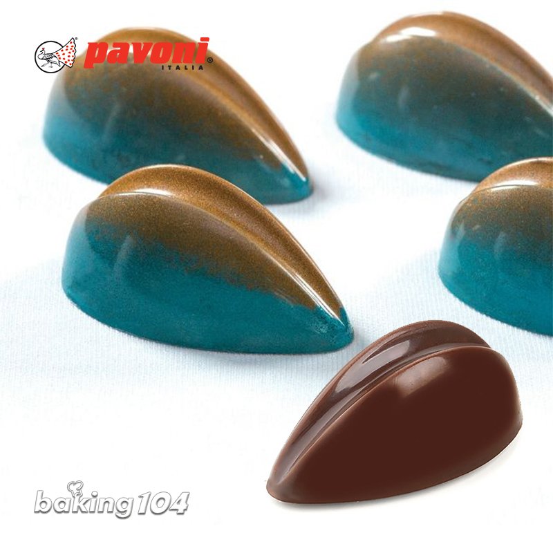 義大利 pavoni 巧克力模 bonbons 系列 尖橢圓 43 x 25 x 17 mm 10 g 21 槽 pv pc 41