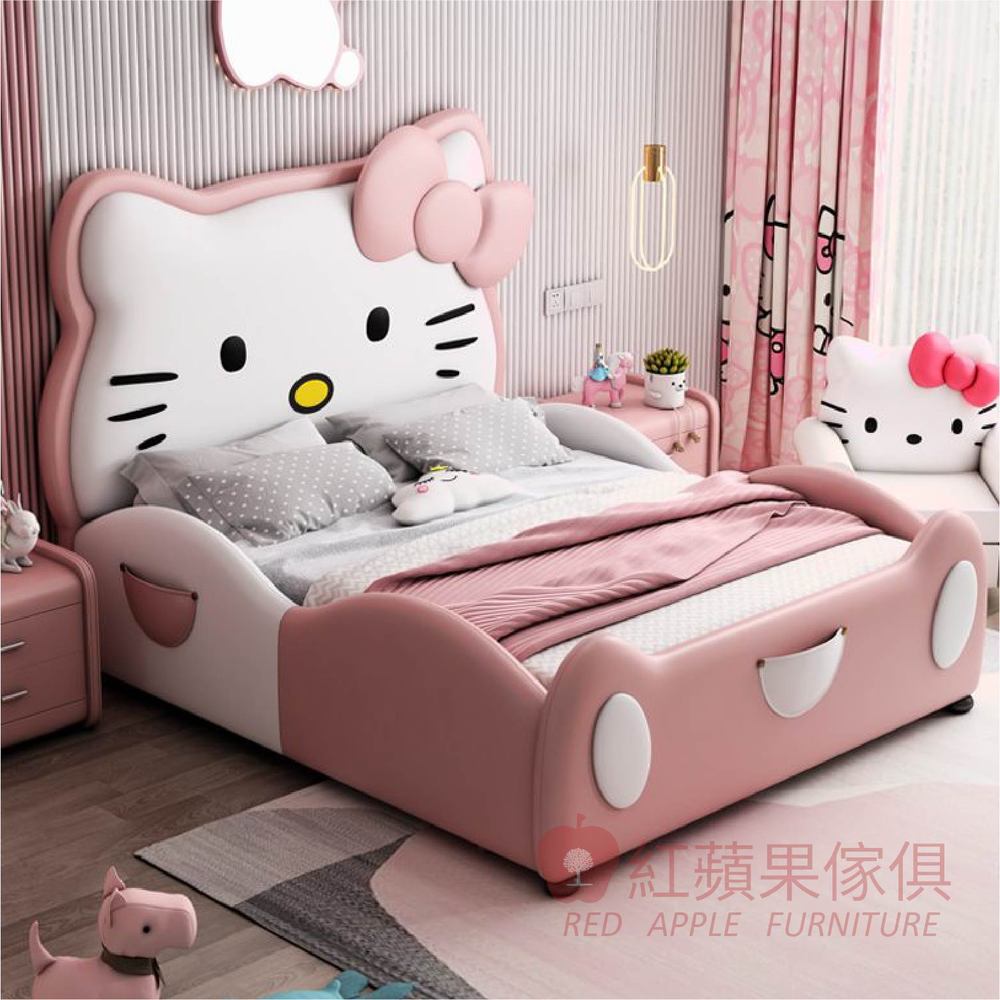 [紅蘋果傢俱] 兒童系列 MYJ-A15 床架 兒童床 兒童雙人床 造型床 貓咪床 KITTY床 軟包床