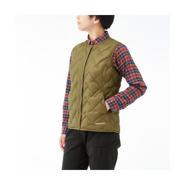 日本 mont-bell Superior Down Round Neck Vest 女款 圓領羽絨背心 800FP 1101614TN 黃褐