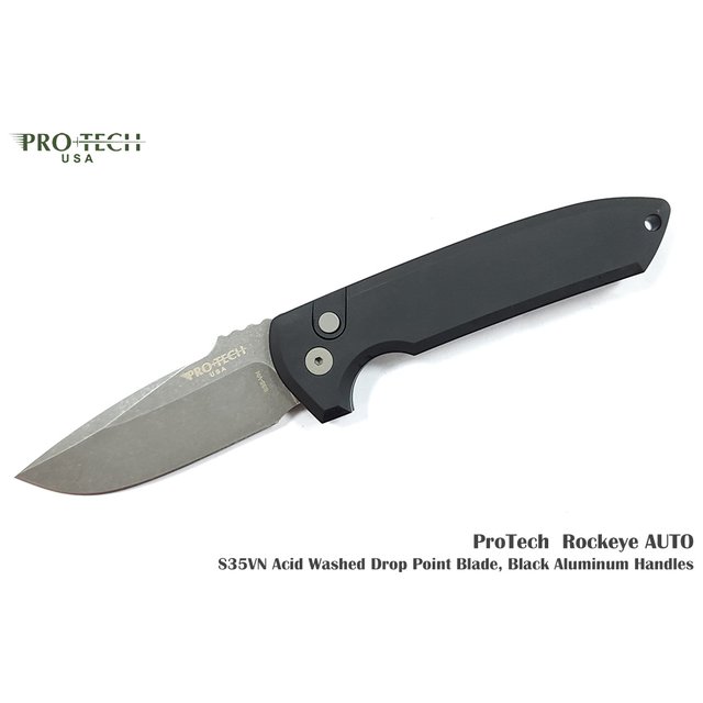 PROTECH Rockeye 黑石洗舊化石洗刃彈簧刀 - S35VN鋼-PROTECH LG311