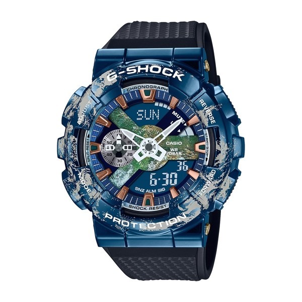 【CASIO G-SHOCK】眺望視角地球面盤設計數位運動腕錶-地球款/GM-110EARTH-1A/台灣總代理公司貨享一年保固