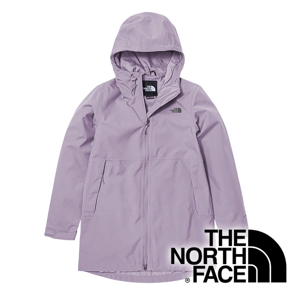 【THE NORTH FACE 美國】女長版防水單件式連帽外套 『淡紫』NF0A7QSV 戶外 登山 露營 外套 防水